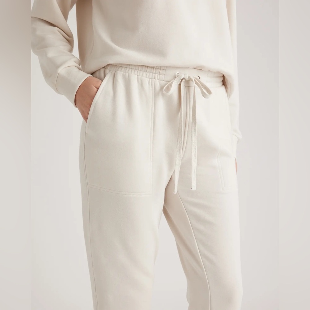 Quince SuperSoft Fleece Joggers Off-White Women’s Size M
